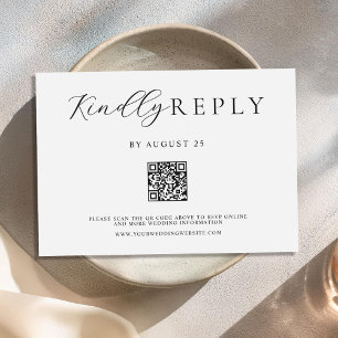 Minimalist Black and White Modern Wedding  RSVP Card