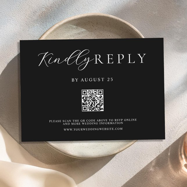 Minimalist Black and White Modern Wedding  RSVP Card (Creator Uploaded)