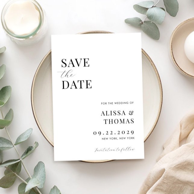 Minimalist Black and White Modern Wedding Save The Date (Creator Uploaded)