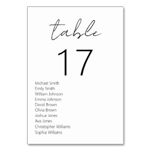 Minimalist Black and White Modern Wedding Table Number