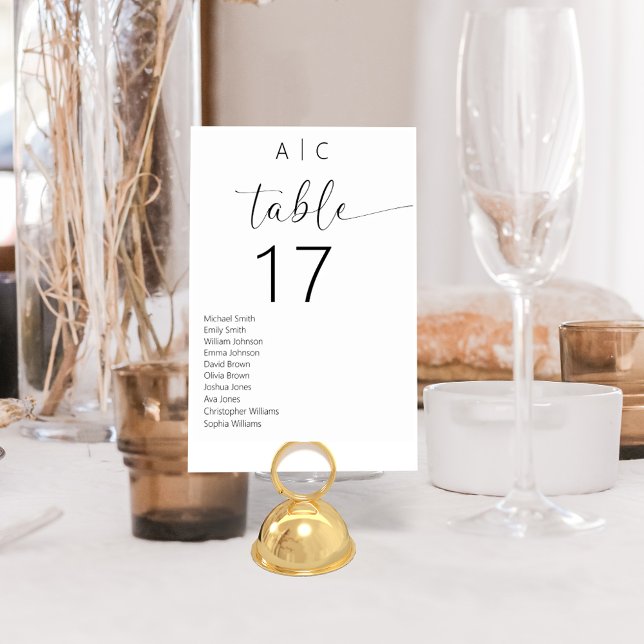 Minimalist Black and White Modern Wedding Table Number (Creator Uploaded)