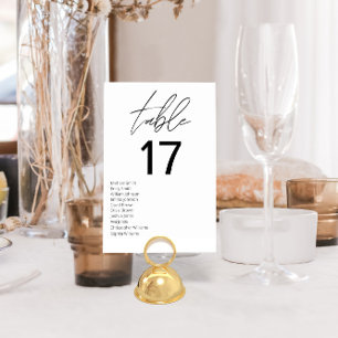 Minimalist Black and White Modern Wedding Table Number