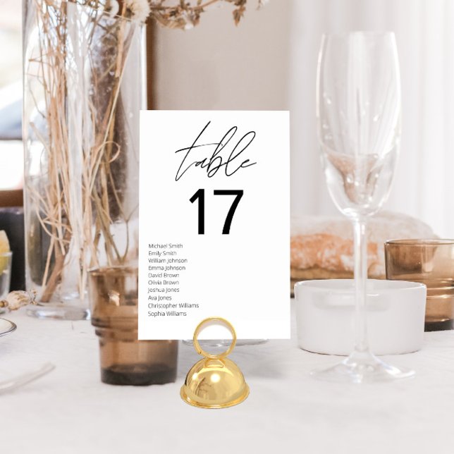 Minimalist Black and White Modern Wedding Table Number (Creator Uploaded)