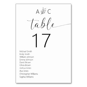 Minimalist Black and White Modern Wedding Table Number