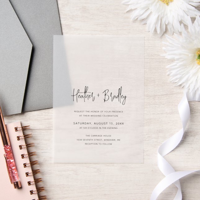 Minimalist Black and White Modern Wedding Vellum Invitations (Wedding)