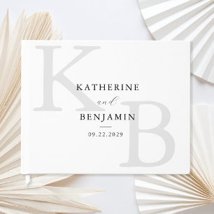 Minimalist Black and White Monogram Modern Wedding Guest Book