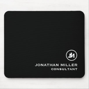 Minimalist Black and White Monogram Mouse Pad