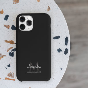 Minimalist Black and White Monogram Name Case-Mate iPhone 14 Pro Max Case