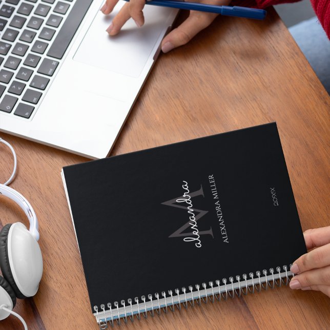 Minimalist Black and White Monogram Name Modern Planner (Creator Uploaded)