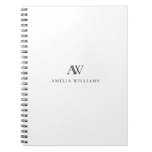 Minimalist Black and White Monogram  Notebook