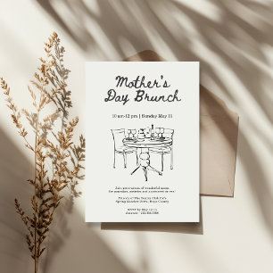 Minimalist Black and White Mother's Day Brunch Invitation