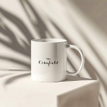 Minimalist Black and White Mrs Newlywed Bride  Two-Tone Coffee Mug<br><div class="desc">This minimalist black and white mrs newlywed bride coffee mug is a perfect gift to the bride or bride to be for a rustic wedding shower. The design features a beautiful black font in a white background to embellish your event.</div>