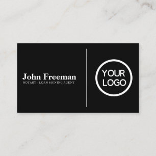Minimalist Black and White Notary Signing Agent Business Card