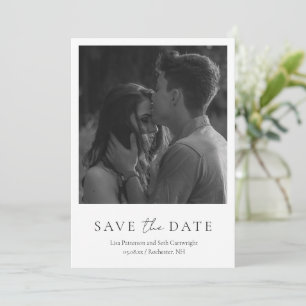 Minimalist Black and White Photo Classic Wedding Save The Date