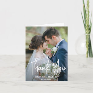 Minimalist Black and White Photo Modern Wedding Thank You Card