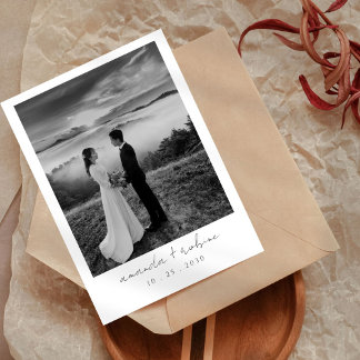 Minimalist Black and White Photo Wedding Invitation