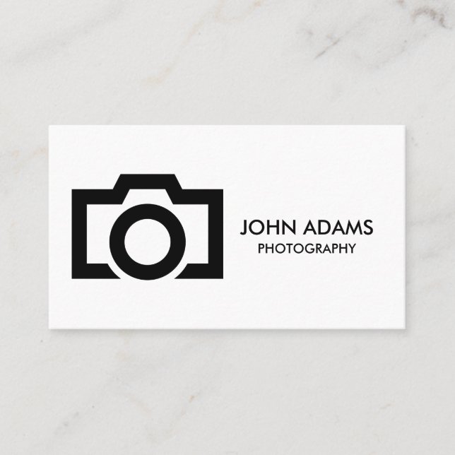 Minimalist Black and White Photography Business Card (Front)