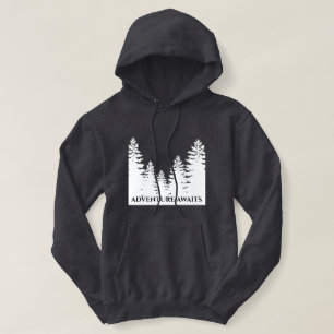 Minimalist black and white pine tree silhouette    hoodie