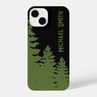 Minimalist black and white pine tree silhouette   