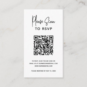 Minimalist Black and White QR Code Modern Wedding Enclosure Card