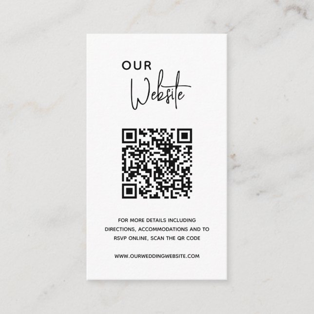 Minimalist Black and White QR Code Modern Wedding Enclosure Card (Front)