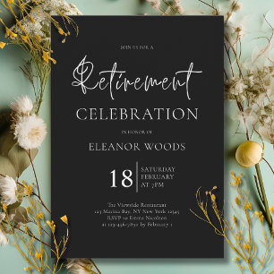 Minimalist Black and White Retirement Party Invitation