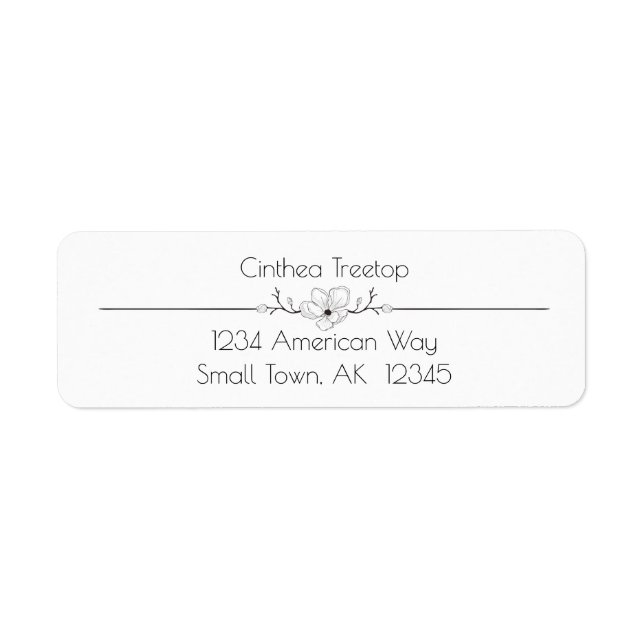 Minimalist Black and White Return Address Label (Front)