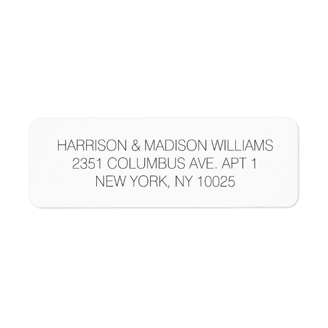 Minimalist black and white Return Address Label (Front)