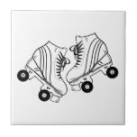 Minimalist Black And White Roller Skates Drawing  Ceramic Tile<br><div class="desc">Minimalist Black And White Roller Skates Drawing. Two quads roller skate illustration in black and white. Simple aesthetic roller skating,  roller skates black and white modern illustration.</div>