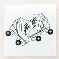 Minimalist Black And White Roller Skates Drawing 