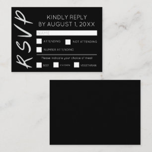 Minimalist black and white RSVP card