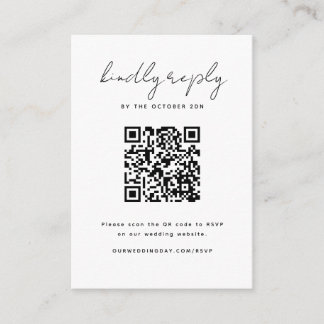 Minimalist Black and White RSVP with QR Code Card