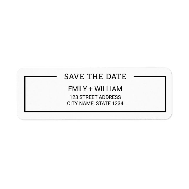 Minimalist Black and White Save the Date Address Return Address Label (Front)