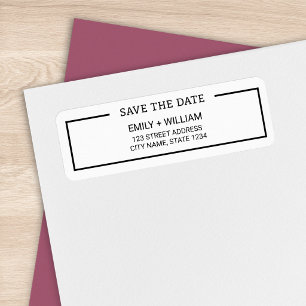 Minimalist Black and White Save the Date Address Return Address Label
