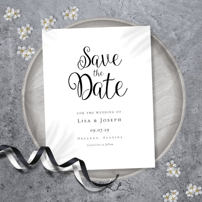 Minimalist Black and White Save the Date Announcement Postcard (Minimalist Black and White Save the Date Announcement Postcard)
