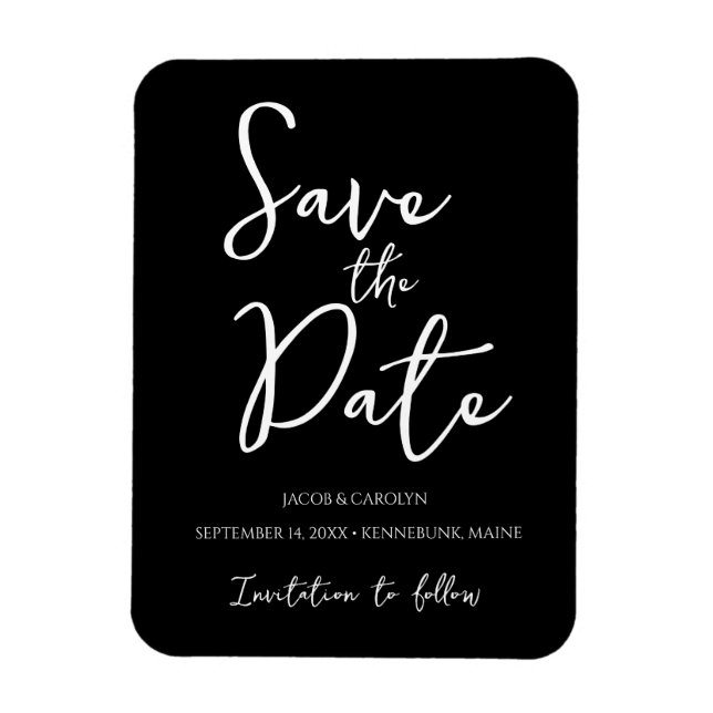 Minimalist Black and White Save the Date Magnet (Vertical)