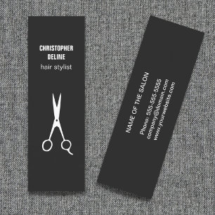 Minimalist Black and White Scissor Hair Stylist Mini Business Card