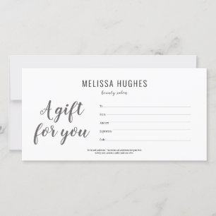 Minimalist Black and White Script Gift Certificate
