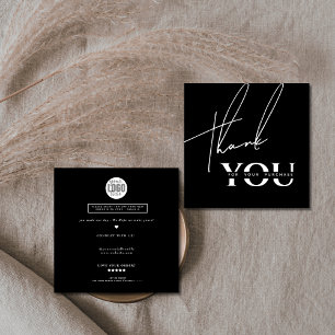 Minimalist Black and white script order thank you Square Business Card