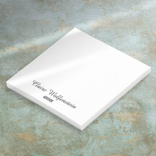 Minimalist Black and White Script Personalised Post-it Notes