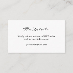 Minimalist Black and White Script Wedding Website Enclosure Card