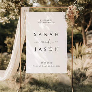 Minimalist Black and White Script Wedding Welcome Poster