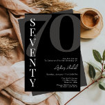Minimalist Black And White Seventy 70th Birthday Invitation<br><div class="desc">Minimalist Black White FORTY 40th Birthday Party Invitation. Modern Elegant Calligraphy FORTY 40th Birthday Invitation Elevate your 70th birthday celebration with our stunning Minimalist Black And White Seventy invitation Commemorate your 70th birthday in style with our Minimalist Black And White Seventy invitation. Elegant black and white design Customisable template for...</div>