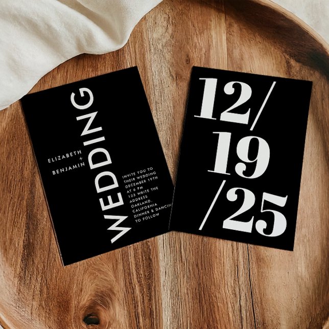 Minimalist Black and White Simple Bold Wedding Invitation (Creator Uploaded)