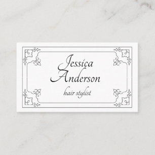 Minimalist Black And White Simple Hair Salon Chic Business Card