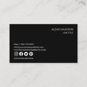 Minimalist black and white social handles no logo  business card