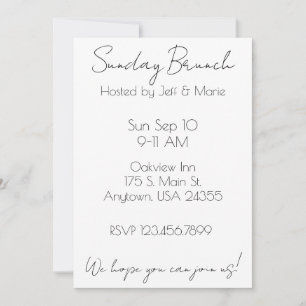 Minimalist Black and White Sunday Brunch Invitation
