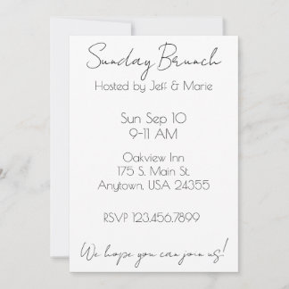 Minimalist Black and White Sunday Brunch Invitation