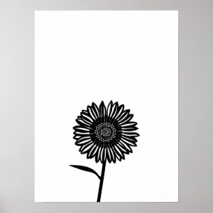 Minimalist Black and White Sunflower Poster