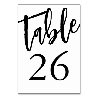 Minimalist Black and White Table 26 Table Number 